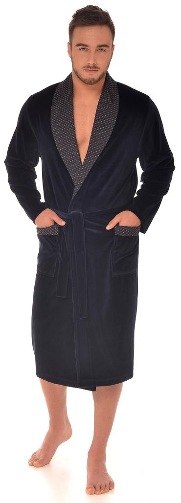 RE-103 Men's bathrobe • Color: navy blue c0 • Size: L