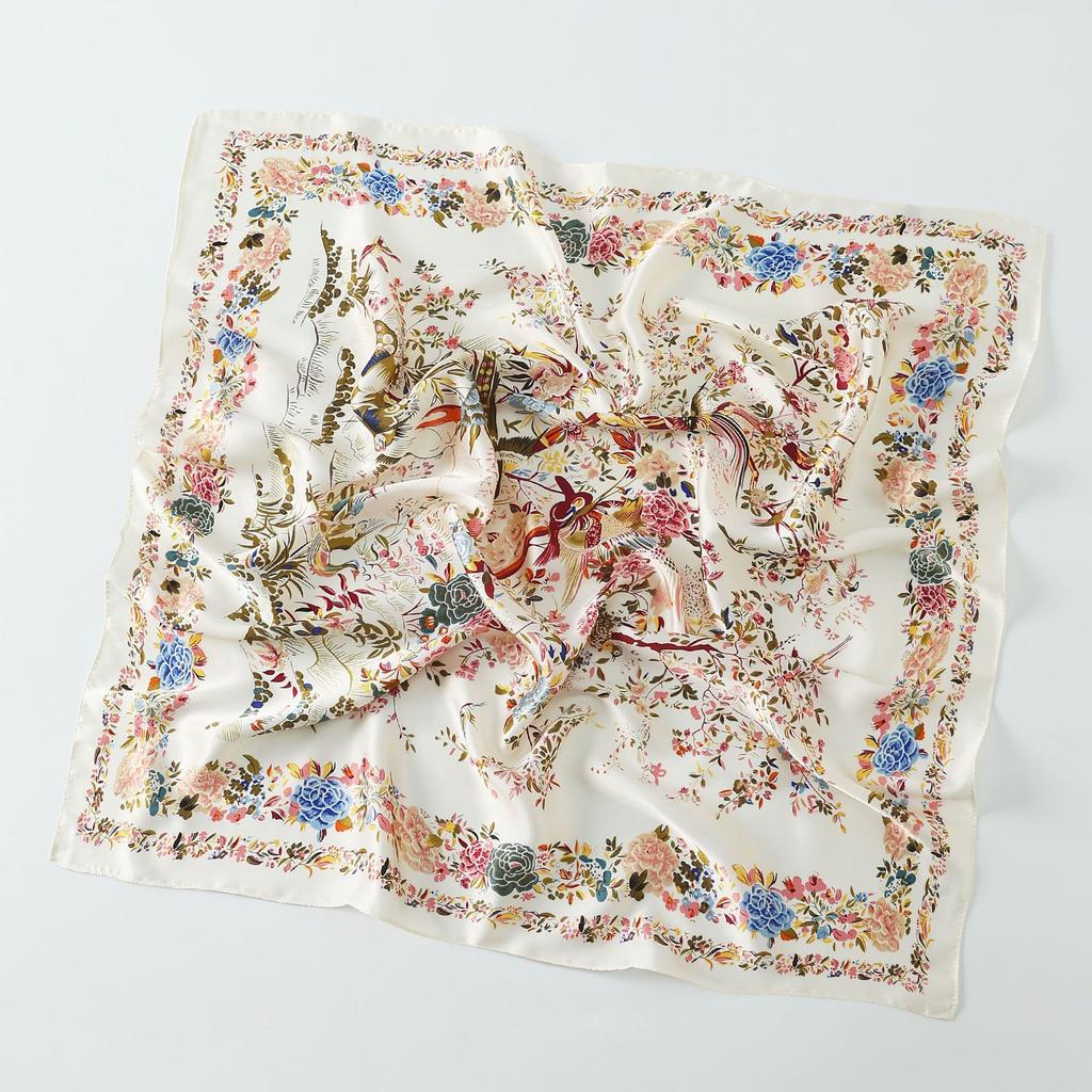 Women S 70cm Floral Printed Square Scarf For All Seasons