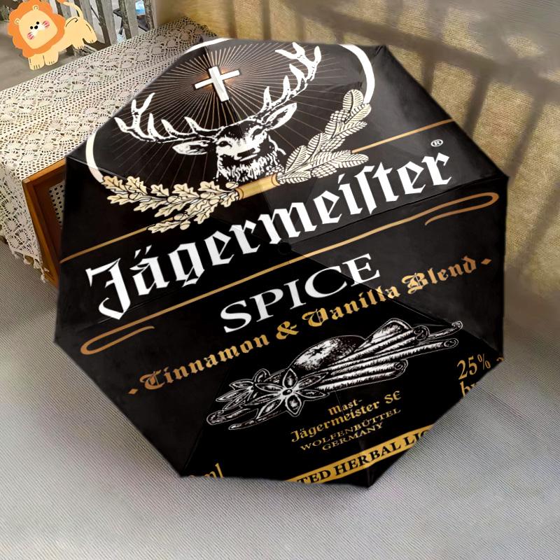 Jägermeister Splash: Kräftig Lebhaft Faltbarer Regenschirm Langlebig Geeignet für alle Jahreszeiten Dreifach faltbar Reise Sonnenschirm