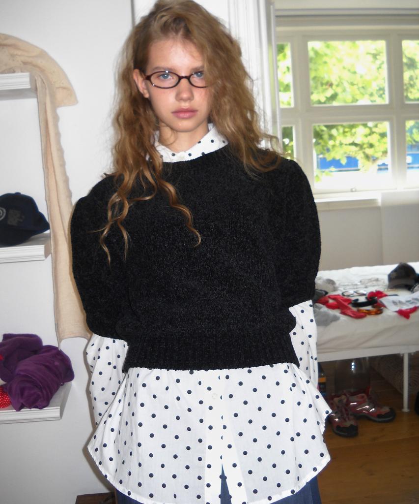 FUNFROMFUN Puff Sleeve Knit, Black