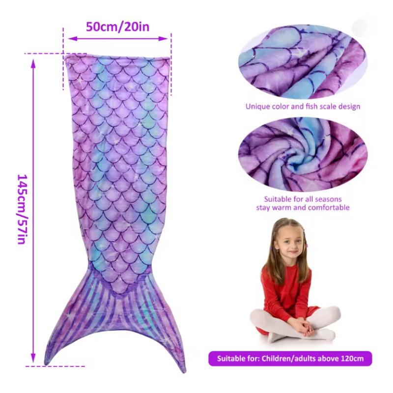 Flannel Mermaid Blanket Sleeping Blanket Adult Children Universal Mermaid Tail Blanket Comfortable Cute Blanket Hot Dropshipping