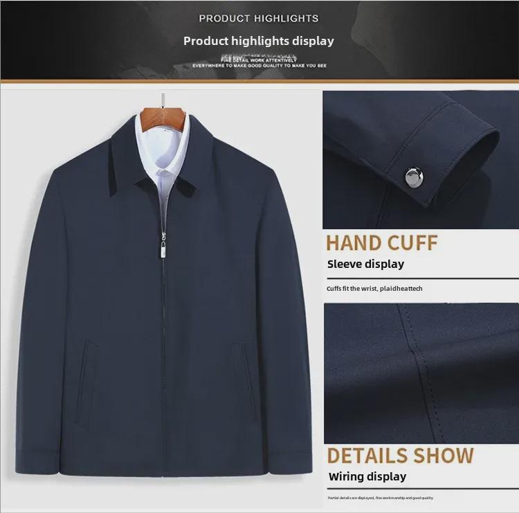 Kurtka męska casualowa w średnim wieku w dużym rozmiarze - płaszcz z dużymi klapami dla osób dużych i wysokich