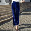 Autumn And Winter Fashion Velvet Flared Pants Women High Waist 2026 Office-lady Warm Loose Fit Trousers Casual  Pants 30148