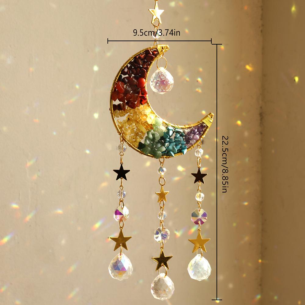 Crystal Sun Catcher Prism Wind Chimes Rainbow Maker Light Catcher Wall Hanging Decor Moon Catchers Room Decors Aesthetic Gifts
