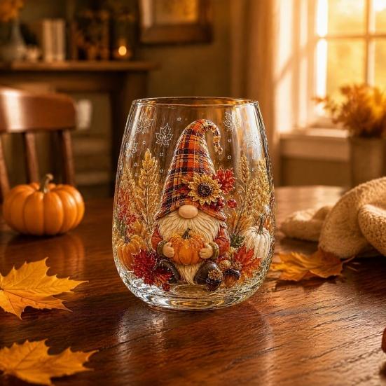 Borosilicate Glass Cup with Lid Autumn Harvest Cup, High Tumbler for Iced Coffee Tea Durable Drinkware Home And Juice, 350ml Clear Drinking