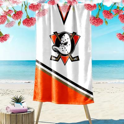 Hockey Mask Logo with Orange Triangle Patterned Beach Towel Quick Dry Perfect for Travel Outdoor Sports Jogging the Beach and Swimming