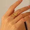 Stainless Steel Gold Color Cross Star Open Rings for Women Men Couple Fashion Metal Adjustable Thin Finger Ring Y2K Zircon Gift