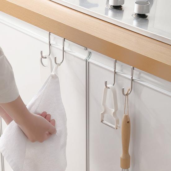 Over Cabinet Metal Double Hook for Closet Door Hook Heavy Duty Kitchen Cabinet Wardrobe Bathroom Dorm