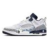 Jordan Spizike Abrasion Resistant Slip Resistant Low top Vintage Basketball Shoes Men's White Blue FQ1759-104(Team181-)