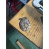 Used Oval Pendant Top with K18 Gold Sun, Handmade, Silver