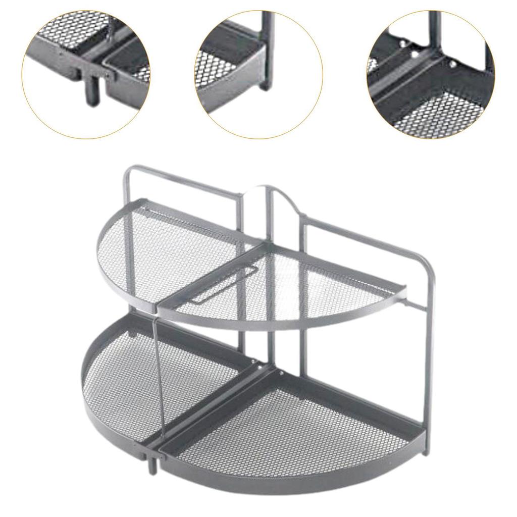 2 Layer Desktop Organizer Multifunction Folding Stable Makeup Storage Rack Spice for Home