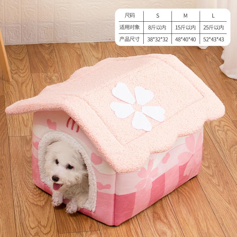 Removable Pet Cat House Washable Dog Kennel Cat Beds Non-slip Kitten Cat Nest Small Dog Bed Winter Warm Puppy Sleep Pet Supplies