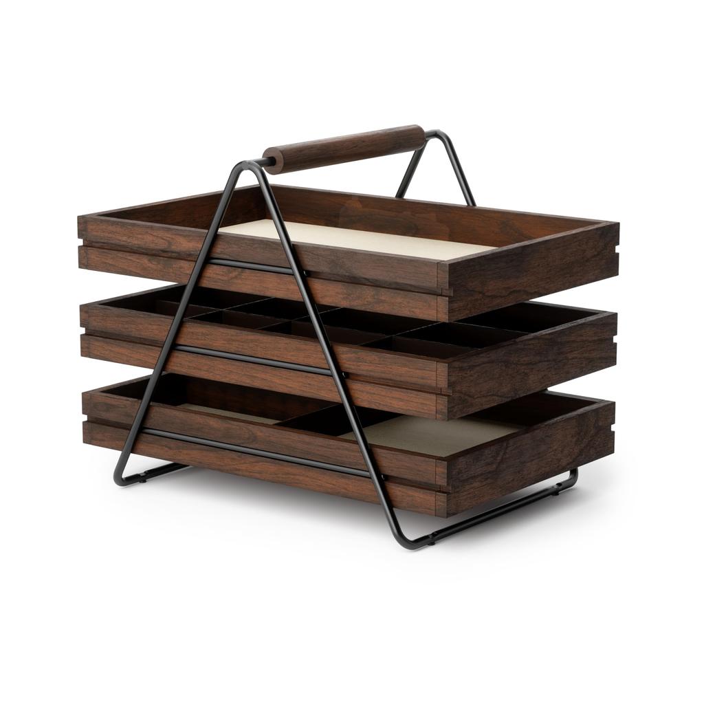 Umbra TERRACE Wooden Tabletop Accessory Case, Walnut, Jewelry Box, Case, Storage