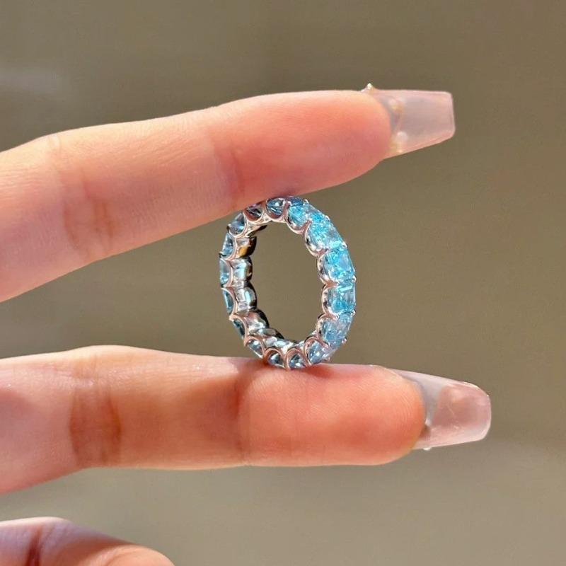 Luxurious Blue Moissanite Ring for Women Charm Simple Women s Moissanite Diamond Ring Jewelry Valentine s Day Gifts 9 синий