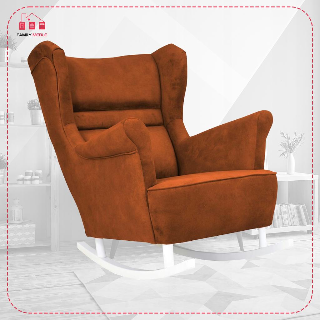 Fotel uszak Zoja bujany skandynawski Family Meble miedziany pomarańcz