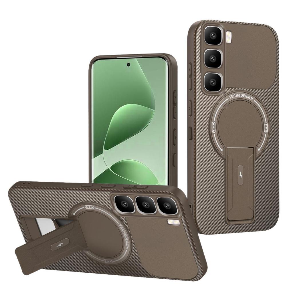 Applicable to Transsion Infinix HOT70 product shield carbon fiber pattern magnetic mobile phone case note60Pro bracket protective case