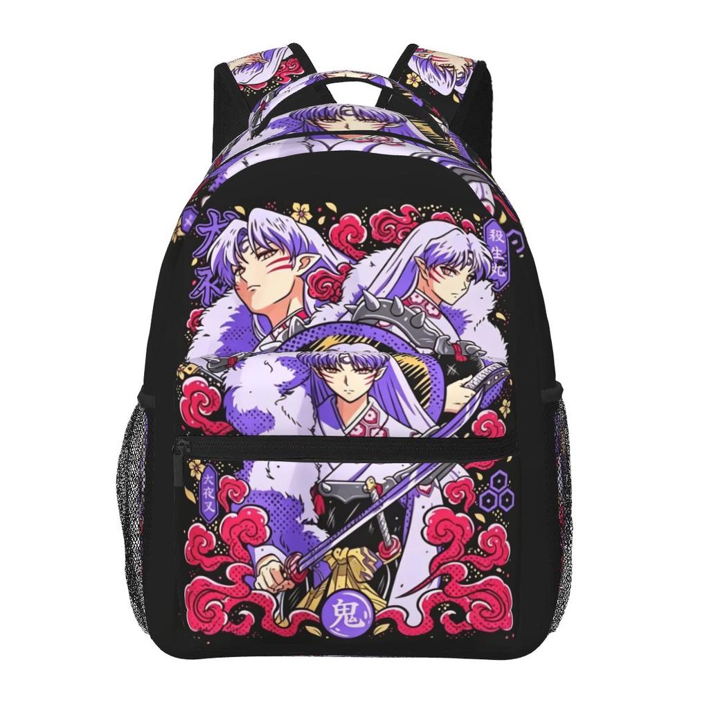 Kagome Higurashi Sesshomaru Red Moon Inuyasha Anime Backpack Student Boys Girls BookBag School Bag Shoulder Bags for Men Women