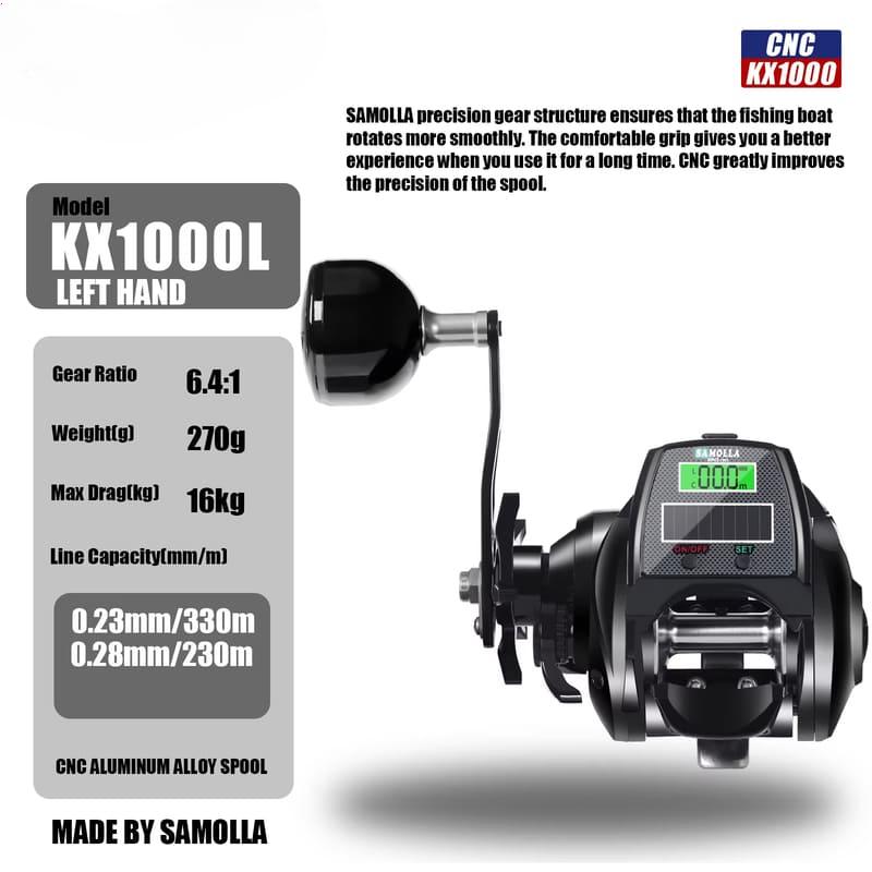 Digital Display Electronic Fishing Reel Waterproof Bait Fishing Reel Suitable for Deep Sea Ice Fishing Catfish Solar Power + USB Charging Metal Base