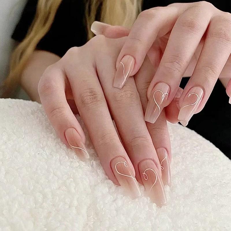 "Huanhuan Nude Ganlu Temple Water-Inspired Versatile Nail Set"