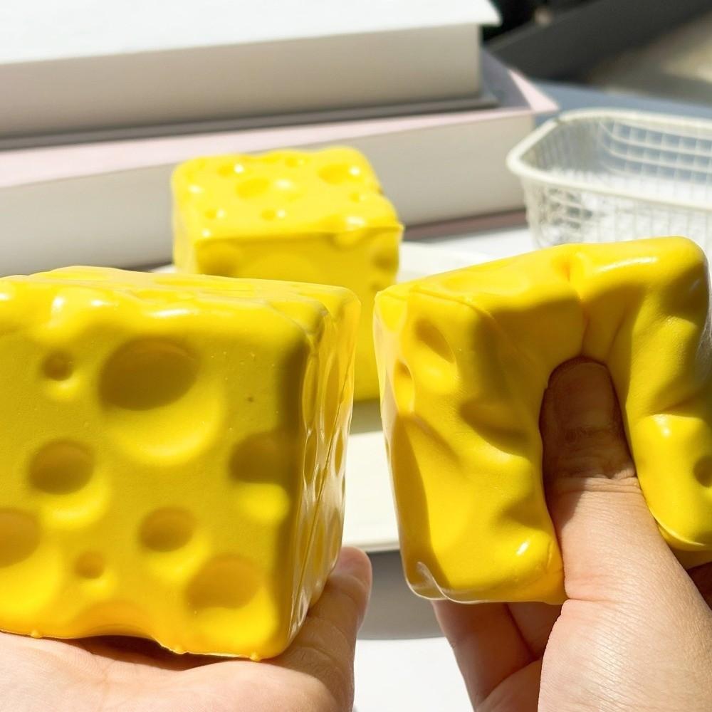 6cm Cheese Squeezed Cube Realistic Slow Rebound Fidget Toy Creative Cheese Pinch Children's Gifts