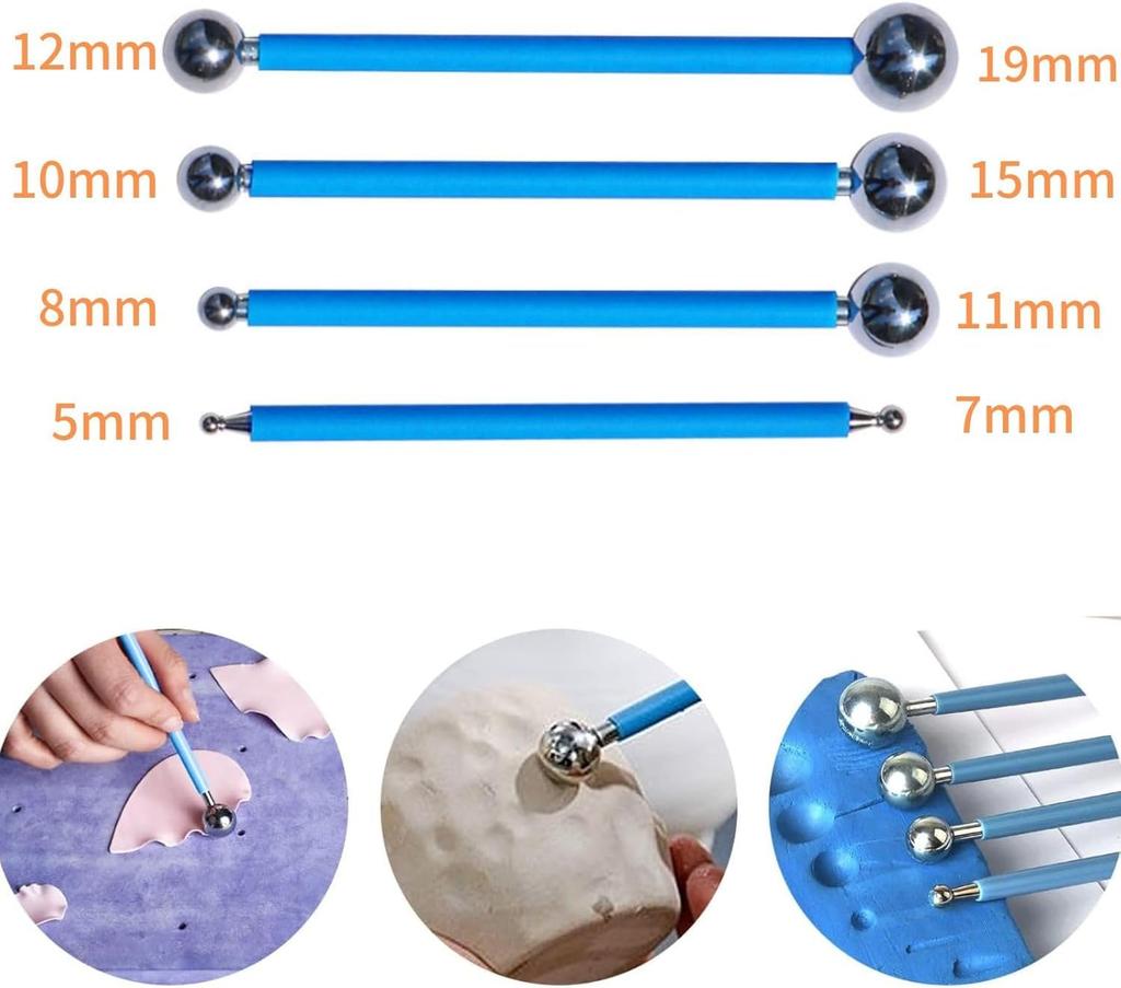 ziyue Set of Stainless Steel Clay Clay Crafting Silicone Clay Drawing Cleaning Sculpting Tools for Clay with Storage Case 19-Piece Spatulas, Spatulas,