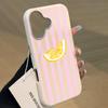 Lemon Pink Stripes INS Phone Case For iPhone 17 16 15 14 13 12 11 Pro Max Plus Shockproof Silicone Soft Luxury Fashion TPU Cover