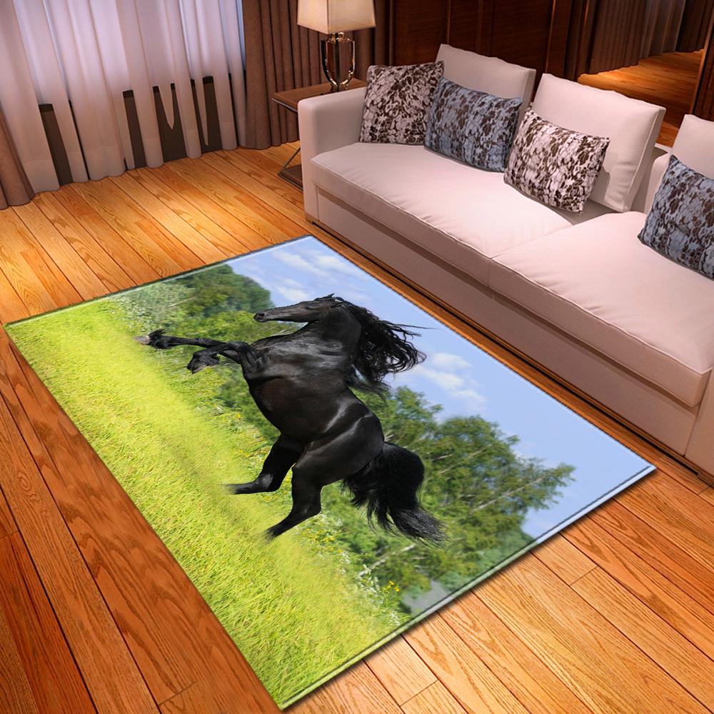 Horses Living Room 3D Carpets Boys Kids Room Rugs 3D Moon Horse Bedroom Mat Kitchen Area Rug Bath Mat Indoor Entrance Doormat