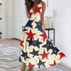 Women's Casual And Fashionable Independence Day Printed V-Neck Sleeveless Dress Dress