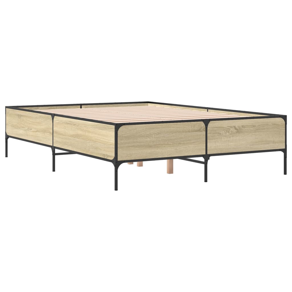 Vidaxl Bed Frame, Sonoma Oak, 120X200 Cm, Wood-Based Material