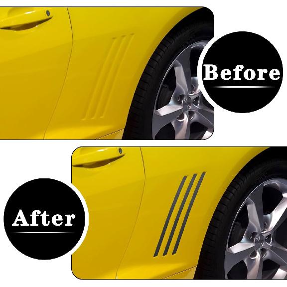 TOMALL 6pcs Car Side Vent ert Stripe Vinyl Stickers Compatible with Chevrolet Camaro 2010-2015 Inlay Side Vent Gill Decals for Car (Matte Black)