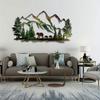 Metal Forest Wall Art Bear and Mountain Silhouette, Iron Home Decor, Indoor Outdoor Garden Decoration, Housewarming Gift