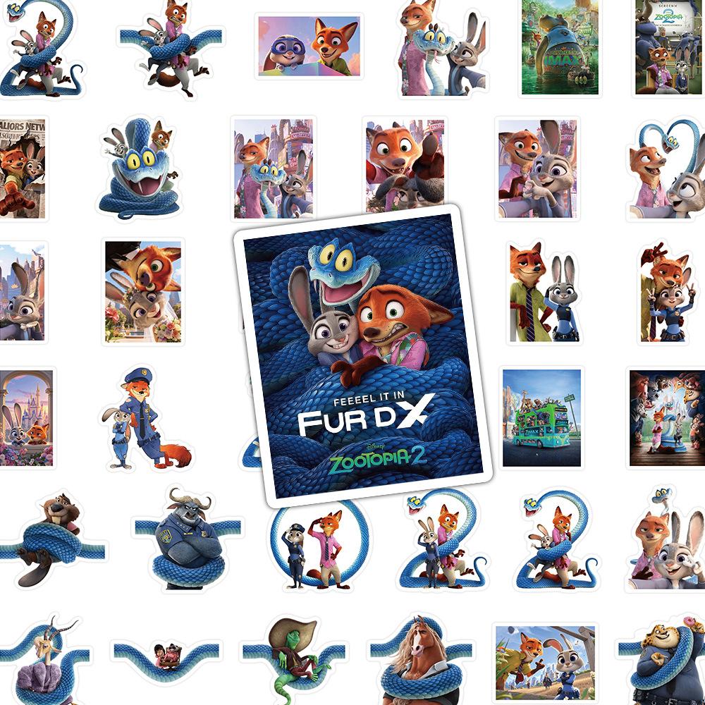 65PCS Rabbit Police Officer Mr. Fox Zootopia 2 Sticker Scrapbook DIY Laptop Guitar Car Bike Skateboard Graffiti Toy