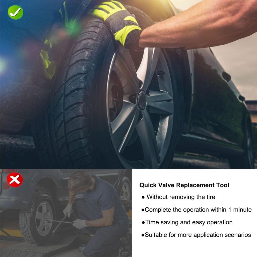 Quick Tire Valve Change Tool, Tire Valve Stem Core Quickly Replacement Tool Kit For Cars, Trucks, Motorcycles Etc (7PCS)