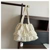 Simple design casual tote bag women's summer new large-capacity lace canvas bag commuter bag