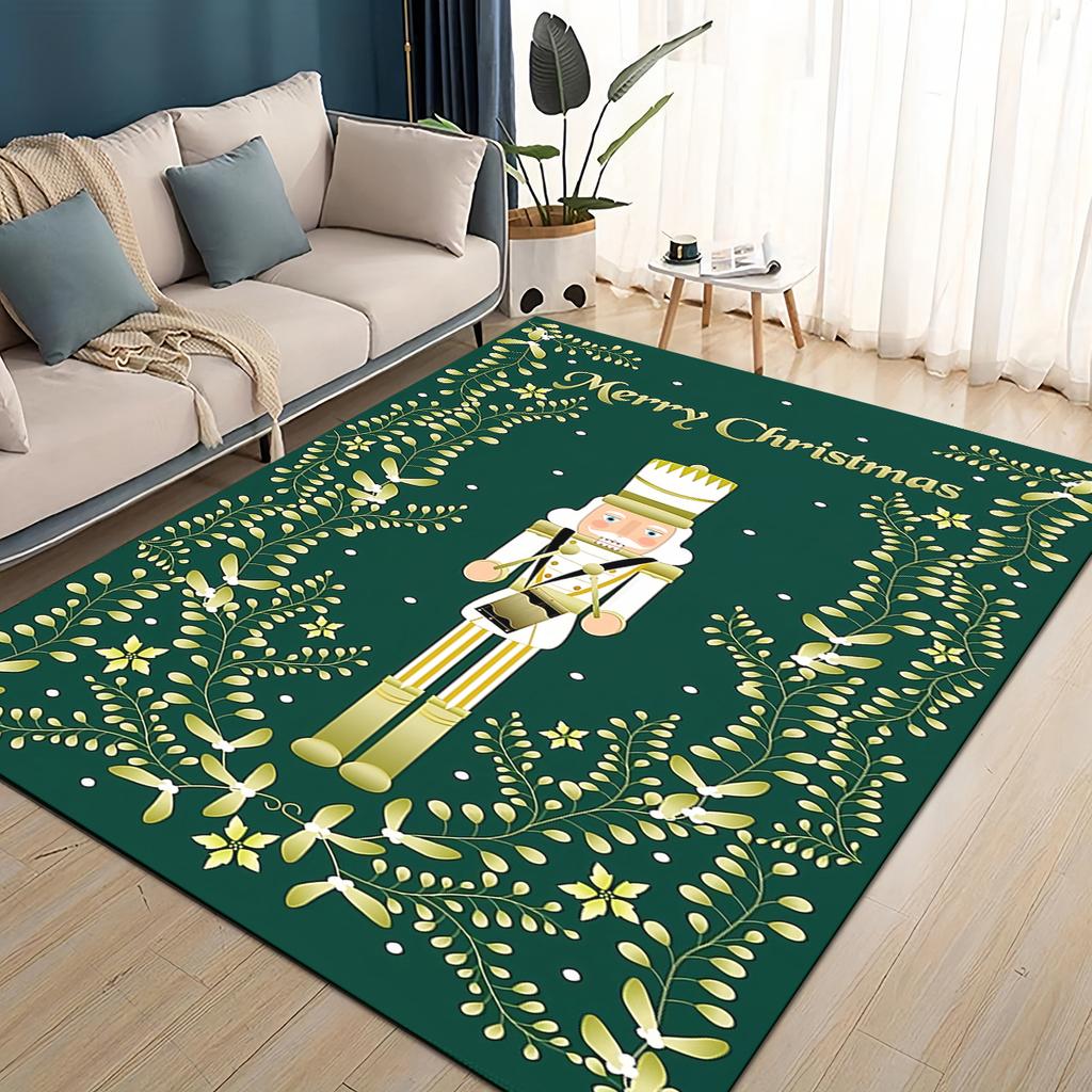 Merry Christmas Cartoon The Nutcracker Doll Festival Gift Carpet Rug for Living Room Bedroom Home Sofa Decoration,Non-slip Mat