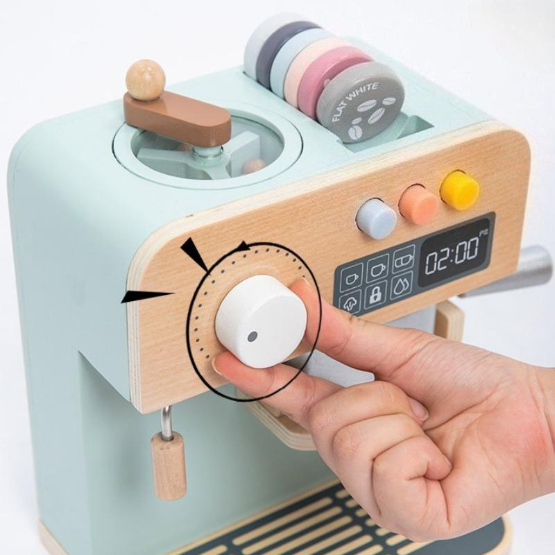 23Pcs Children Playhouse Wooden Simulation Coffee Maker Kitchen Toy Set Kids Montessori Educational Coffee Machine Puzzle Toy