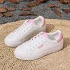 Comemore White Shoes Women's Spring Autumn Flat Bottom Leather Sneakers Casual Lace Up Students College Style Board Shoes Female