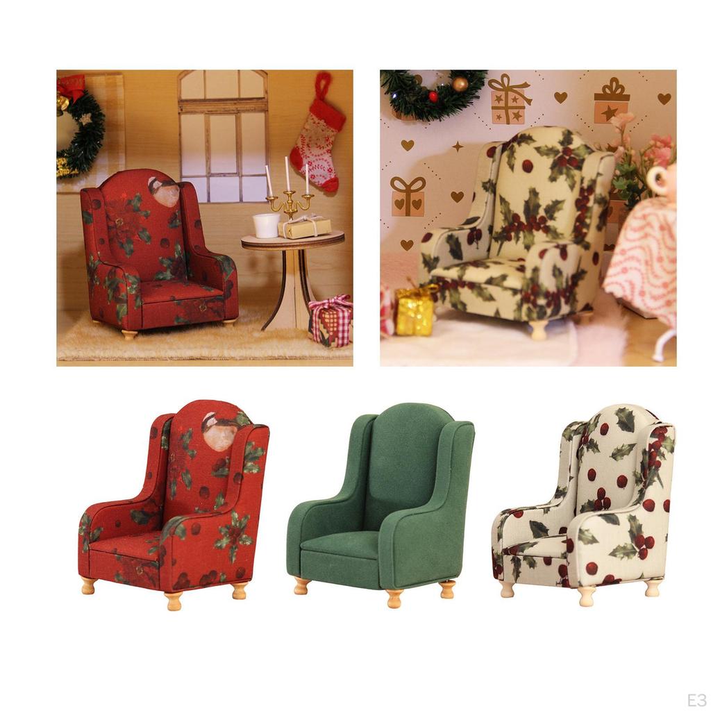 Boneca Sofá Miniatura Poltrona Sofá Mini Cadeira de Acento Retrô Americano Vintage Tecido Modelo de Mobiliário