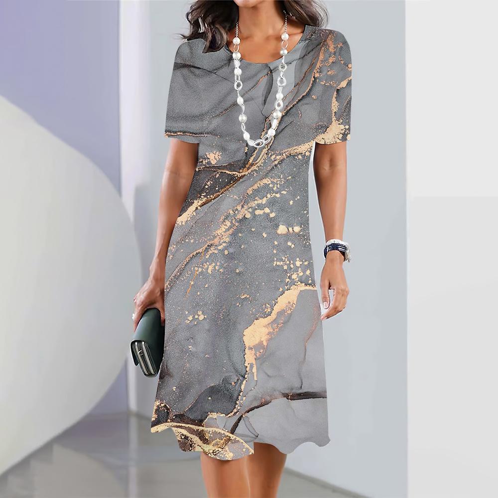 Vintage Women's Dresses Patchwork Print Short Sleeve A-Line Skirt Elegant And Pretty Y2k Women'S Dresses Oversized Summer 2025