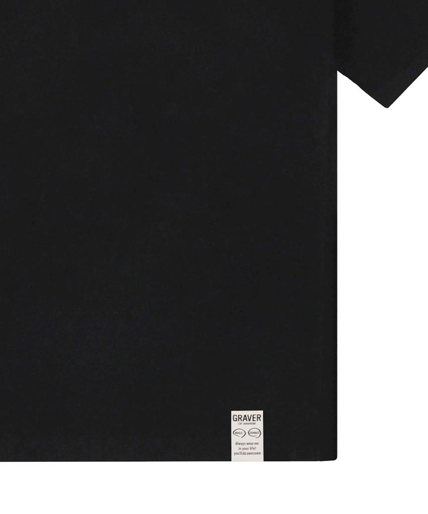 GRAVER [Unisex] Baseball Blue Logo Embroidered Short Sleeve T-Shirt_Black