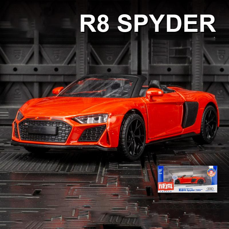 

Масштаб 1/32 R8 Spyder 2020, модель автомобиля, литая под давлением игрушечная машина, коллекция подарков 1/32-Size:14*6*4cm красный