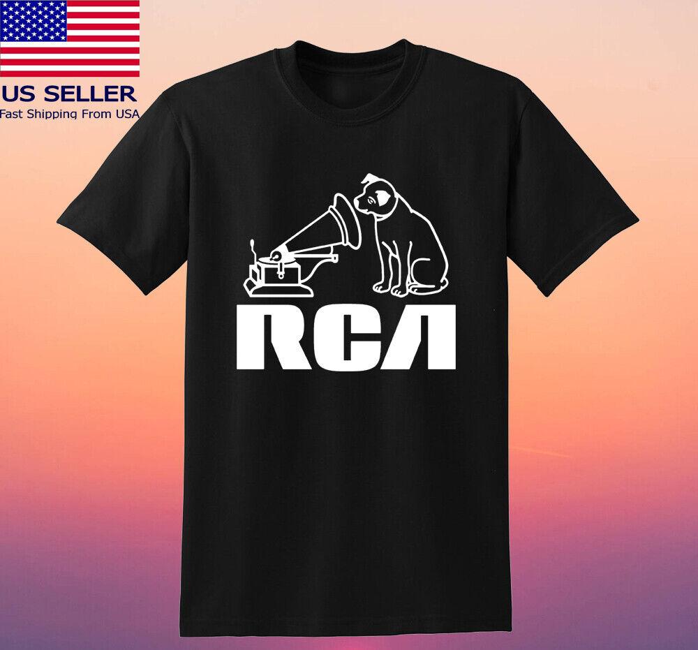 Ретро RCA Victor Records Черная футболка Размер S-5XL Унисекс Футболка L