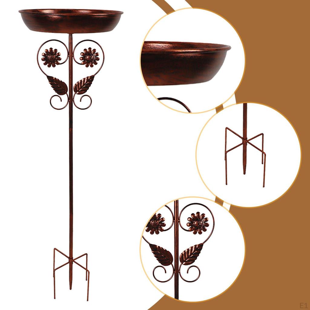 Iron Bird Bath Bowl Assembly Gift with Garden Stake Feeder Tray for Park Outside Yard