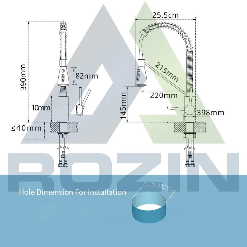 Rozin Matte Black Kitchen Faucet Deck Mounted Mixer Tap 360 Degree Rotation Stream Sprayer Nozzle Kitchen Sink Hot Cold Taps