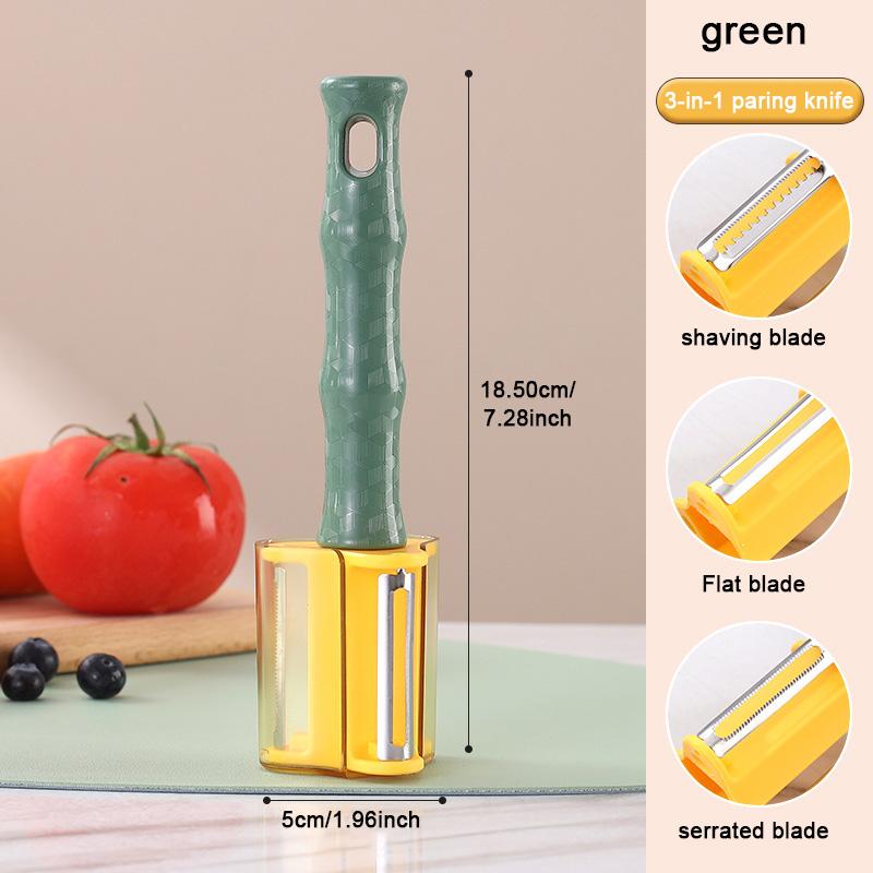 Household Kitchen Three In One Storage Fruit Peeler Stainless Steel Scraper Vegetable Fruit Scraper Kitchen Tool Accessories New
