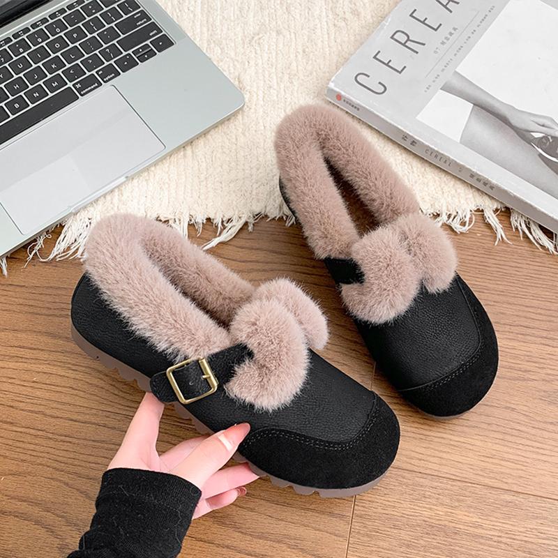 Fashion Casual Woman Shoe Slip-on  Loafers Fur Moccasin Winter Retro Slip On New Slip On Shoes for Women Casual Female Sneakers Loafers
