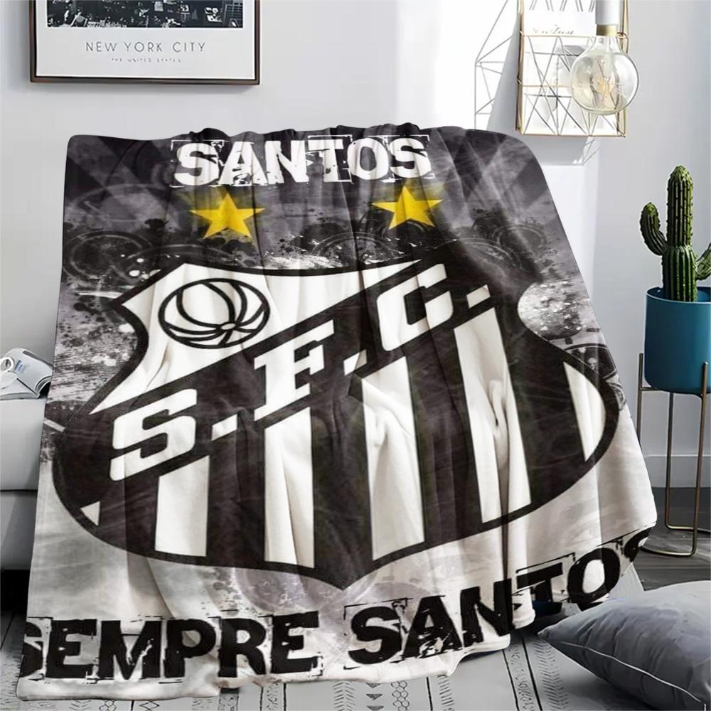 1Pc Santos FC Print Flannel Blanket High Quality Warm Comfortable Cover for All Seasons Perfect for Gifts Home Decor