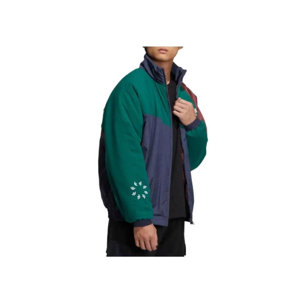 adidas Giacca di Cotone a Maniche Lunghe Reversibile con Zip e Logo Trifoglio Originals Uomo Giacche Verde HE6610