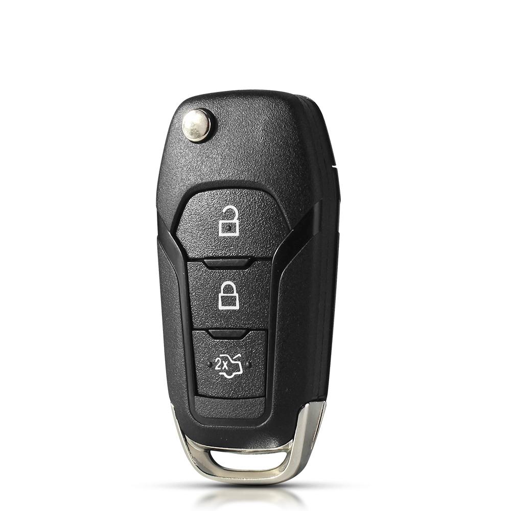 KEYYOU Funda de Llave Mando Plegable 2/3/4 Botones para FORD 2015-2019 F-150 Fusion F-250 F-350 Focus MK MK7 Explorer Ranger HU101