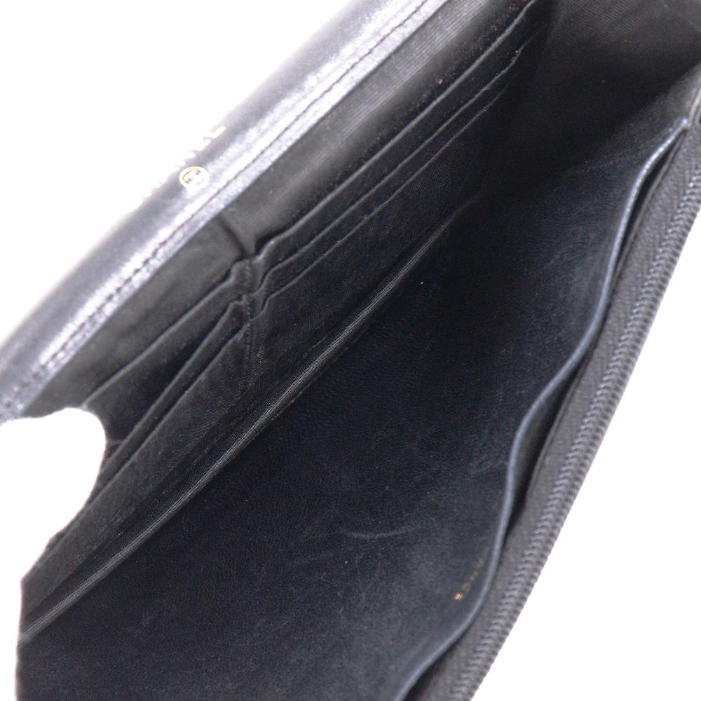 Chanel COCO Mark Purse Vintage Black Lambskin Women Used